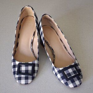 Crown & Ivy Blue & White "Beckie" Slip-In Low Heels Women's Size 7.5